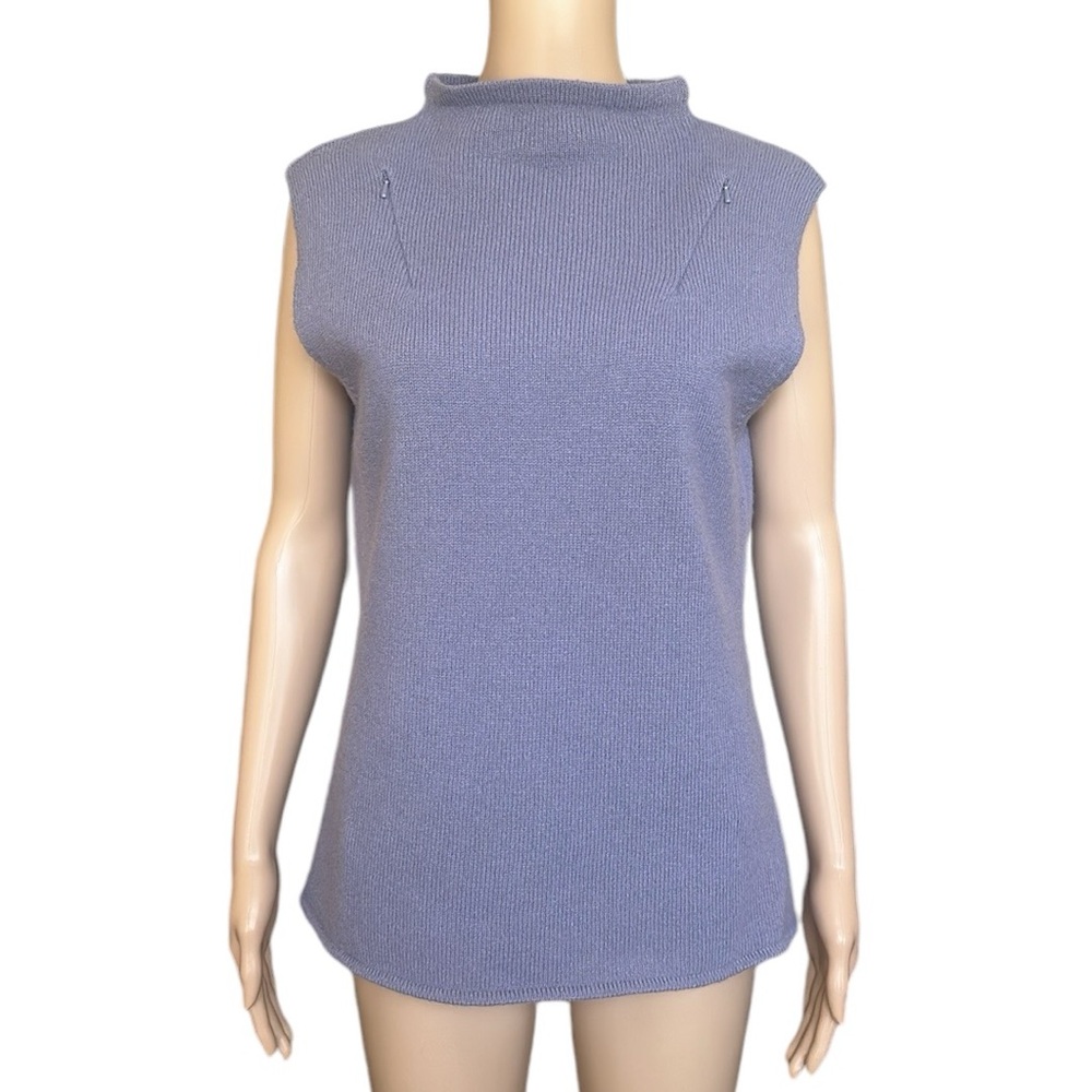 Vintage Slates Janet Howard Zip Detail 100% Lambswool Sleeveless Sweater Size L